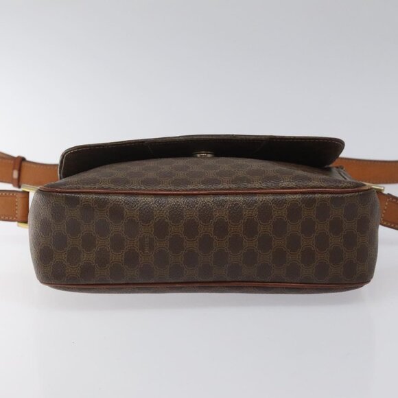 CELINE Macadam Canvas Shoulder Bag PVC Leather Brown Gold - Picture 9 of 15